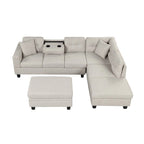 105 L-Shaped 7-Seater Modern Sofa with Storage Ottoman