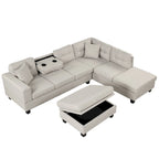 105 L-Shaped 7-Seater Modern Sofa with Storage Ottoman