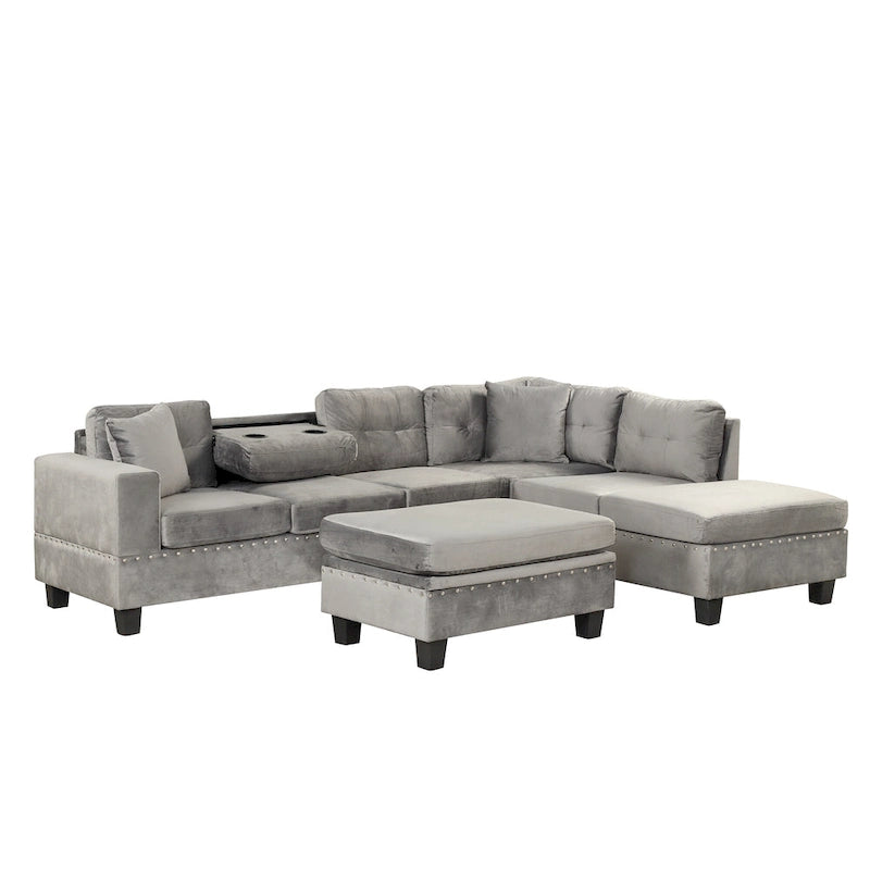 105 L-Shaped 7-Seater Modern Sofa with Storage Ottoman
