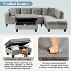 105 L-Shaped 7-Seater Modern Sofa with Storage Ottoman