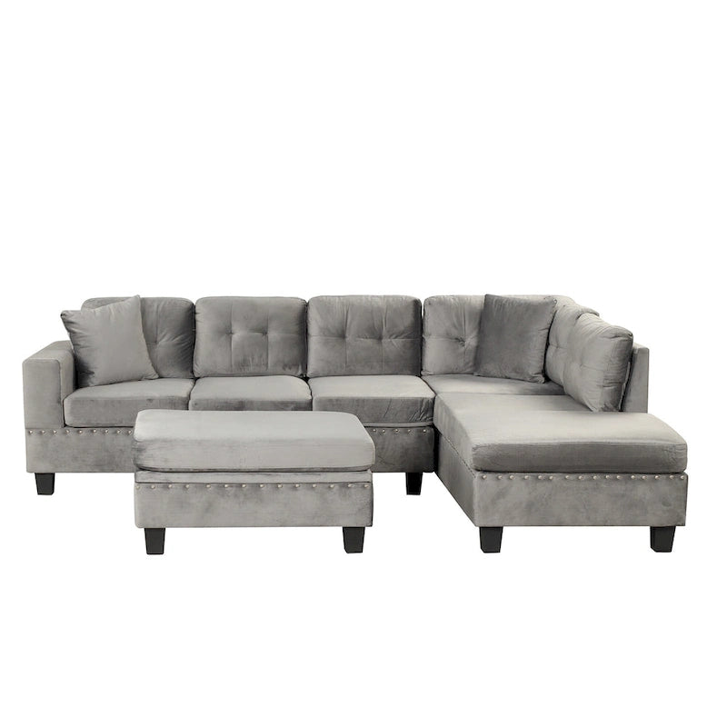 105 L-Shaped 7-Seater Modern Sofa with Storage Ottoman