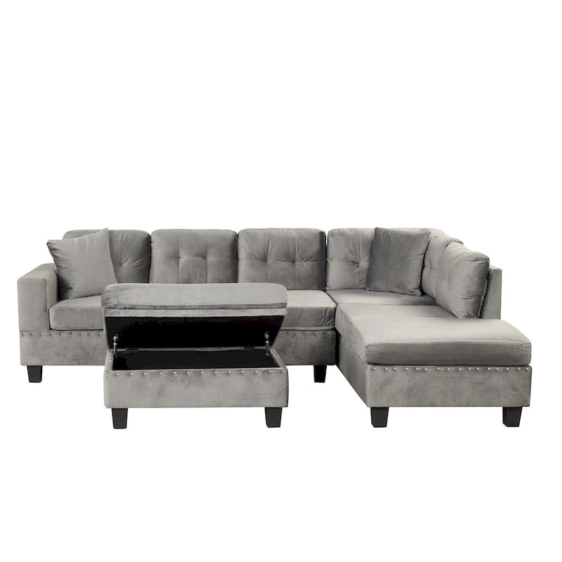 105 L-Shaped 7-Seater Modern Sofa with Storage Ottoman