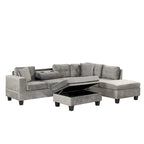 105 L-Shaped 7-Seater Modern Sofa with Storage Ottoman