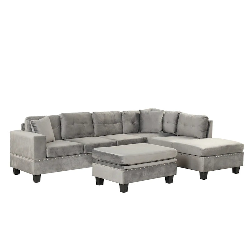 105 L-Shaped 7-Seater Modern Sofa with Storage Ottoman