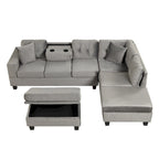105 L-Shaped 7-Seater Modern Sofa with Storage Ottoman