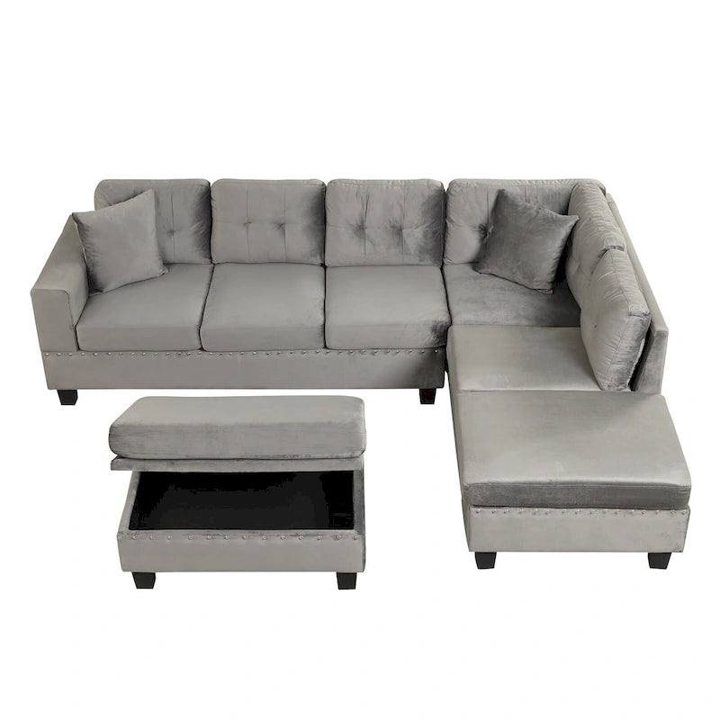 105 L-Shaped 7-Seater Modern Sofa with Storage Ottoman