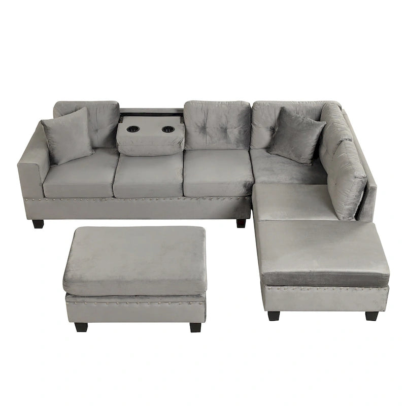 105 L-Shaped 7-Seater Modern Sofa with Storage Ottoman