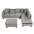 105 L-Shaped 7-Seater Modern Sofa with Storage Ottoman