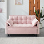 Pink Modern 55 3 in 1 Velvet Loveseat Convertible Sofa Bed with Backrest and Pillows for Living Room