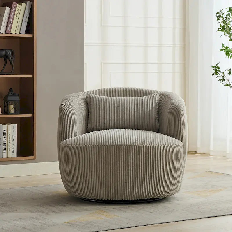 Corduroy Swivel Barrel Chair