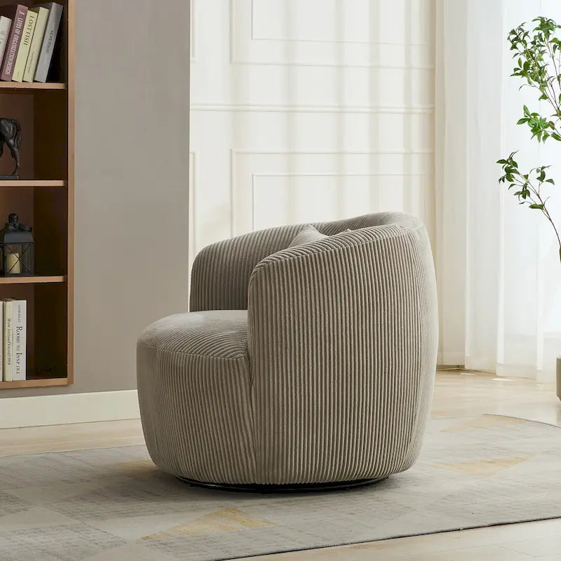 Corduroy Swivel Barrel Chair