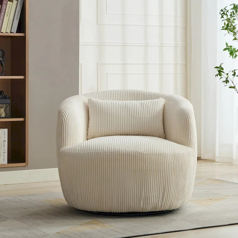 Corduroy Swivel Barrel Chair