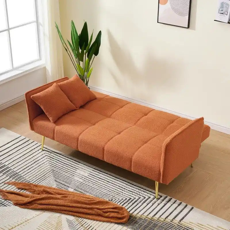 79.92 Teddy Velvet Upholstered Sofa Bed with Adjustable Back and Armrests