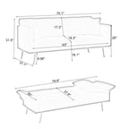 79.92 Teddy Velvet Upholstered Sofa Bed with Adjustable Back and Armrests