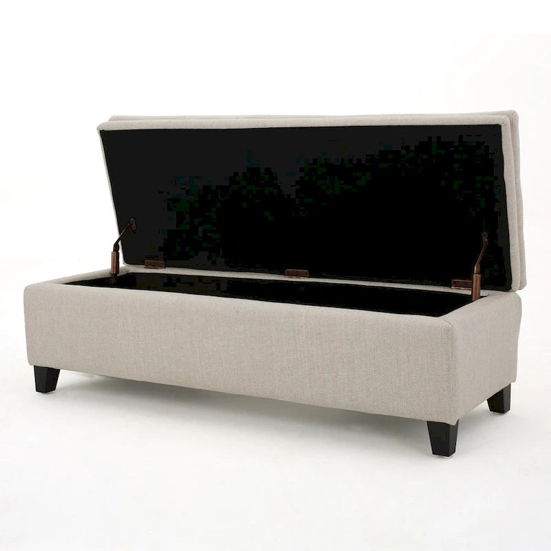 Tufted Linen Storage Bench