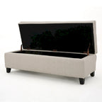 Tufted Linen Storage Bench