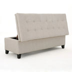 Tufted Linen Storage Bench