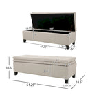 Tufted Linen Storage Bench