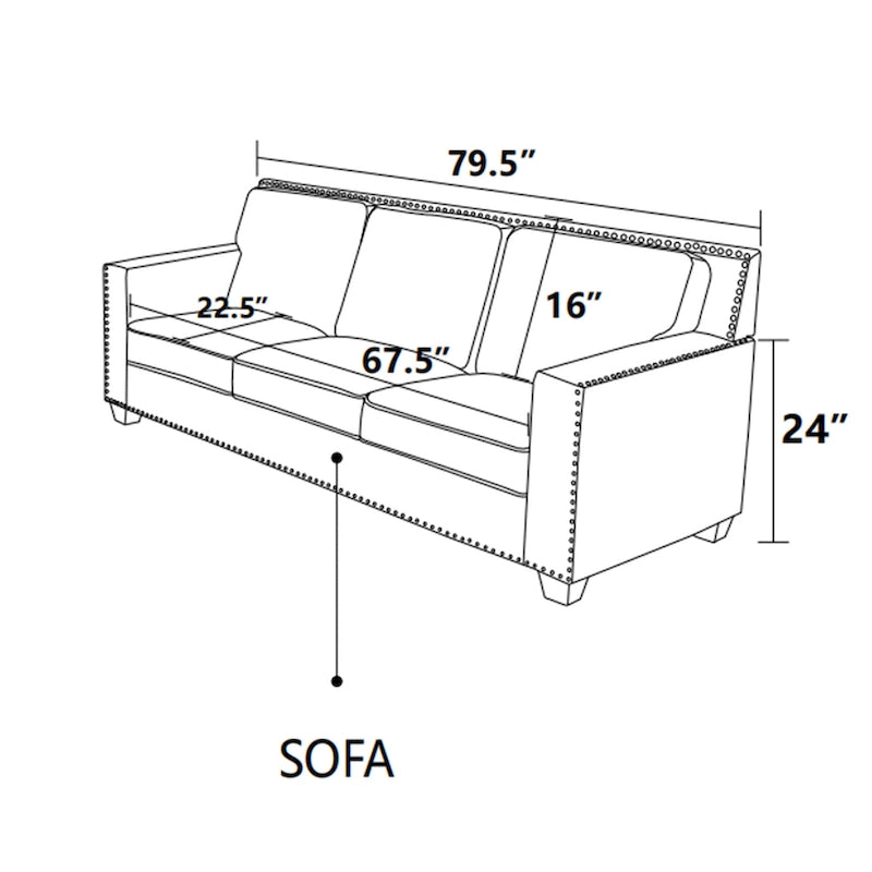 Gliden Modern Linen Fabric Sofa with Solid Wood Frame