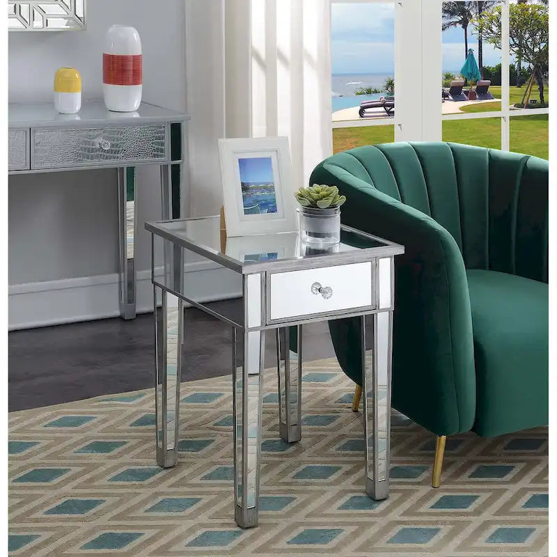 Gold Coast Mirrored 1 Drawer End Table