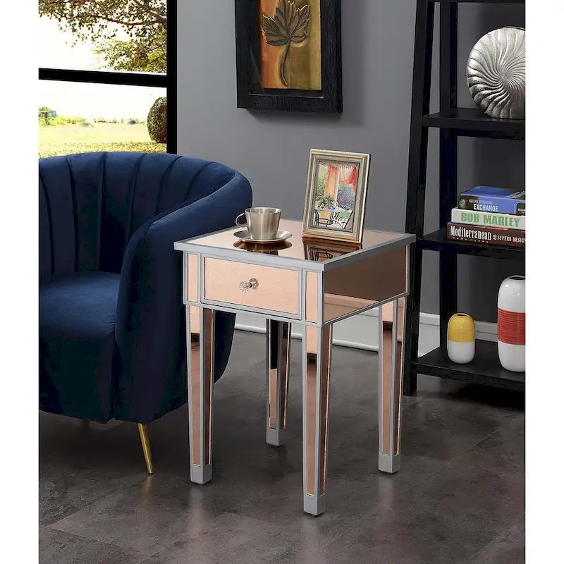 Gold Coast Mirrored 1 Drawer End Table