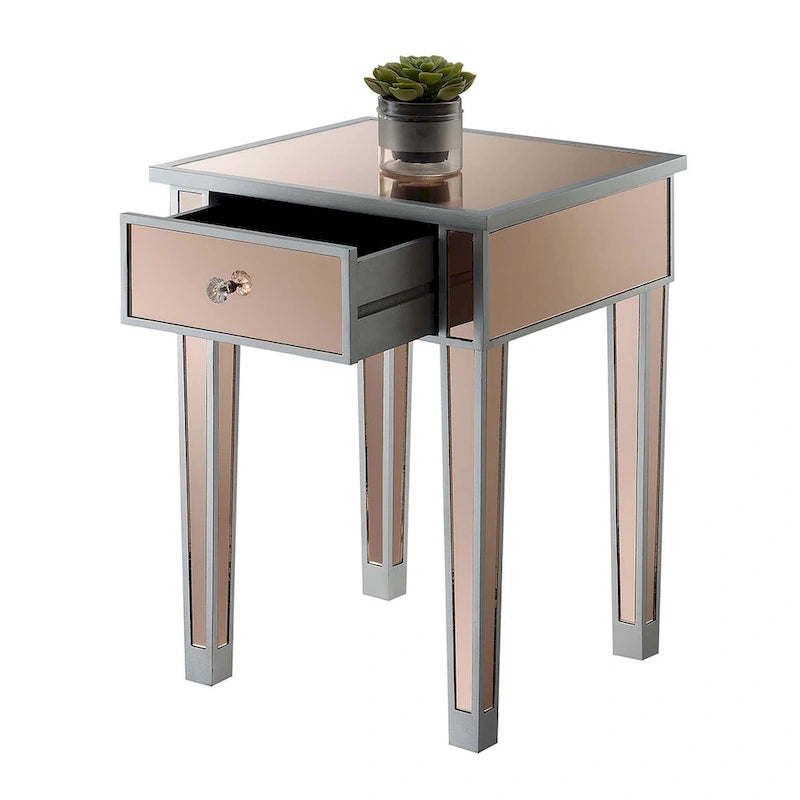 Gold Coast Mirrored 1 Drawer End Table
