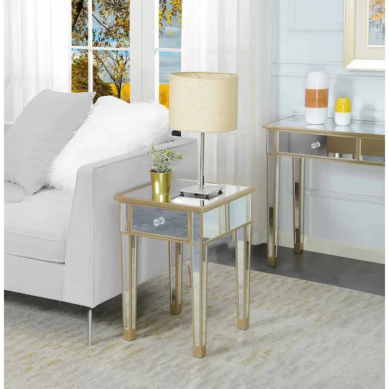 Gold Coast Mirrored 1 Drawer End Table