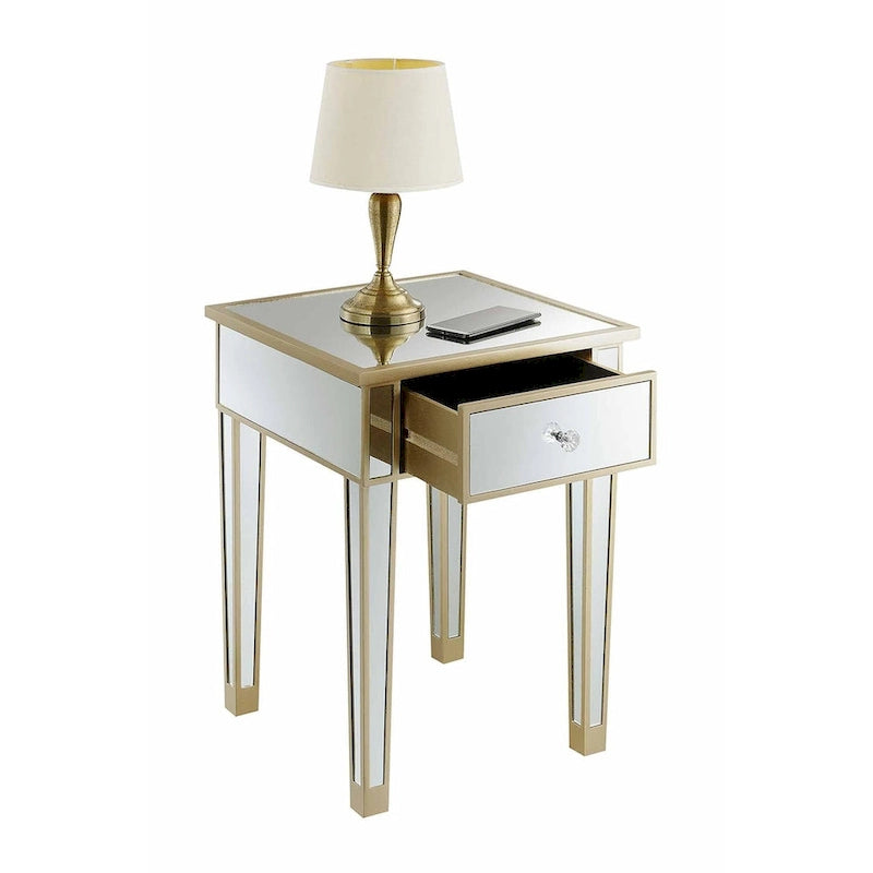 Gold Coast Mirrored 1 Drawer End Table