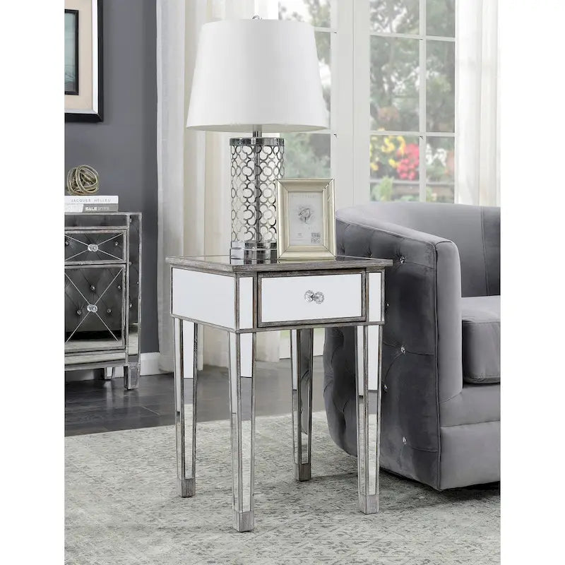Gold Coast Mirrored 1 Drawer End Table