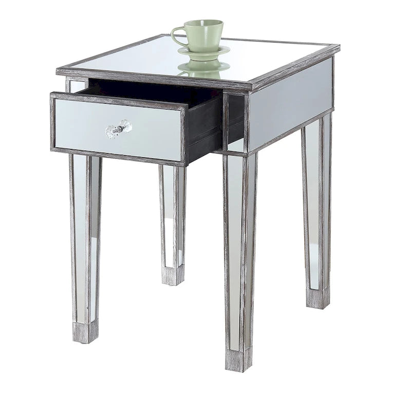 Gold Coast Mirrored 1 Drawer End Table