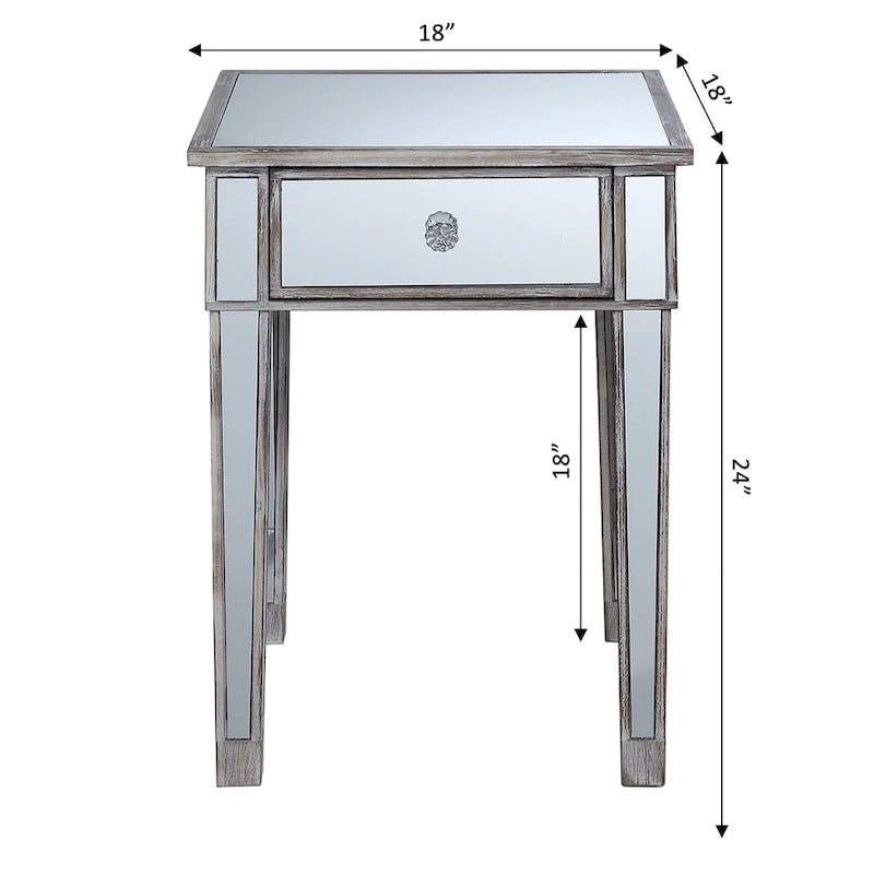 Gold Coast Mirrored 1 Drawer End Table