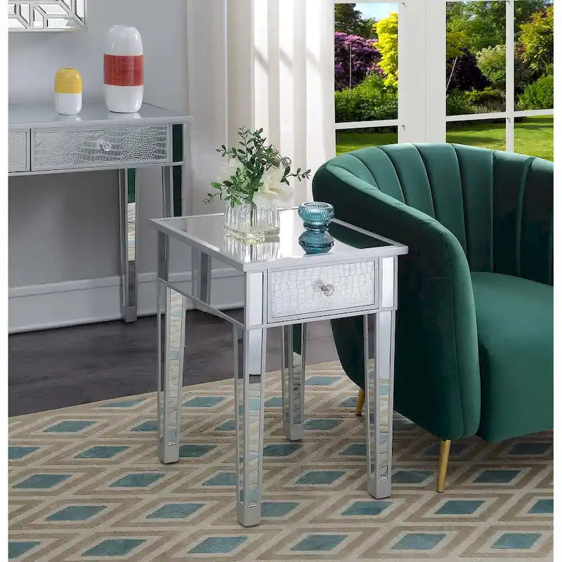 Gold Coast Mirrored 1 Drawer End Table