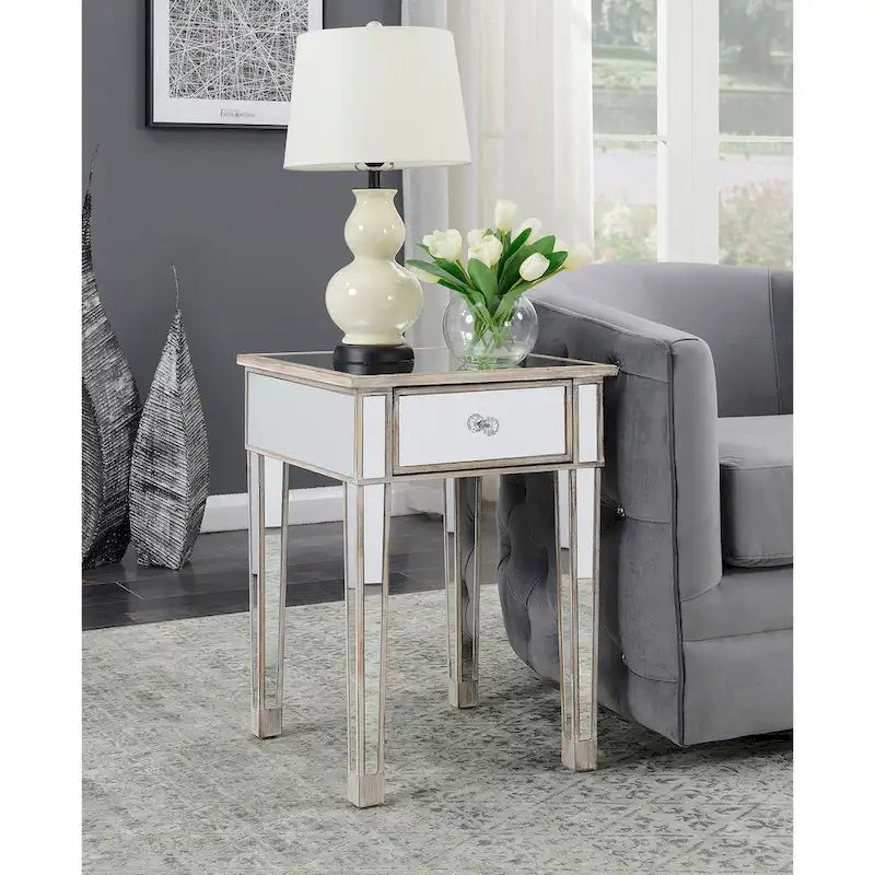 Gold Coast Mirrored 1 Drawer End Table