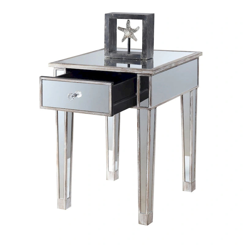 Gold Coast Mirrored 1 Drawer End Table