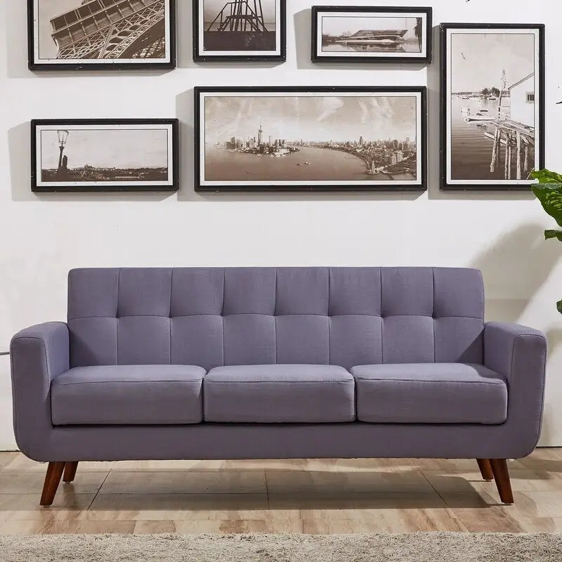 Grace Rainbeau Linen Upholstered Tufted Mid-century Sofa
