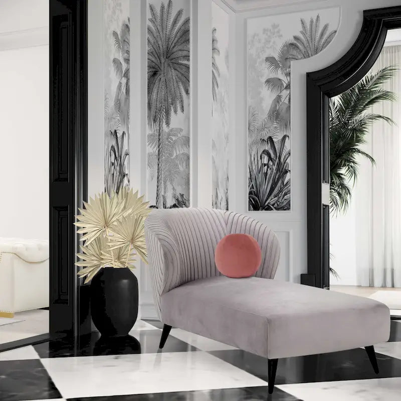 Maliah Pleated Velvet Upholstered Chaise