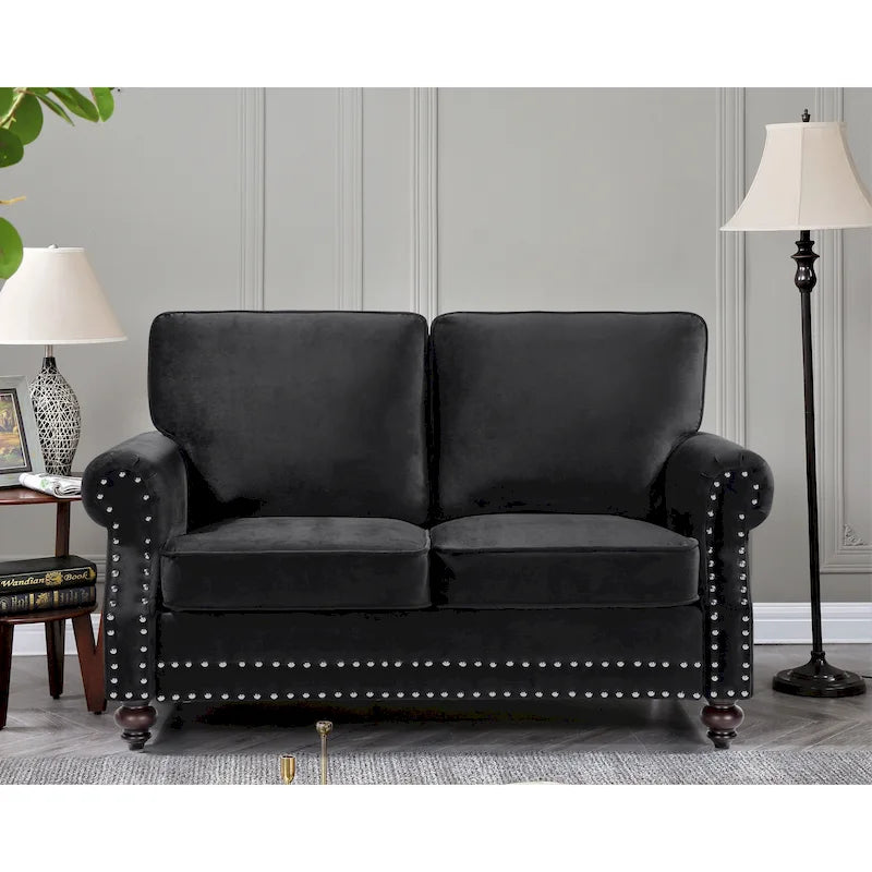 Suffield Velvet Nailhead Loveseat