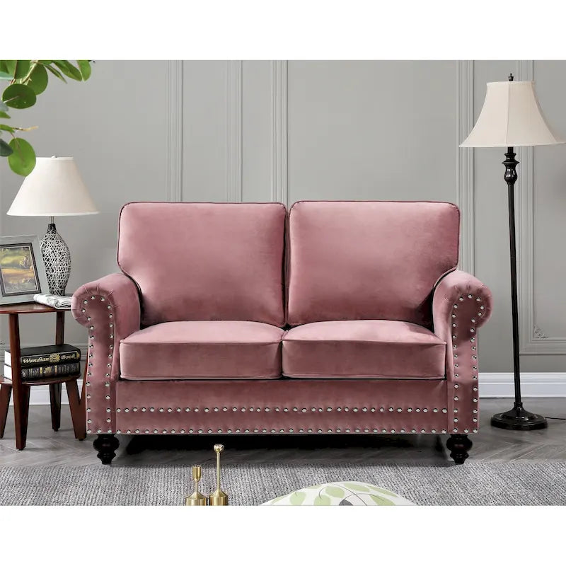Suffield Velvet Nailhead Loveseat
