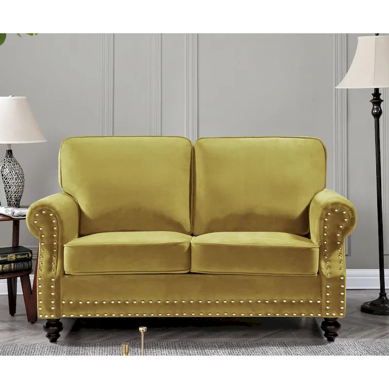 Suffield Velvet Nailhead Loveseat