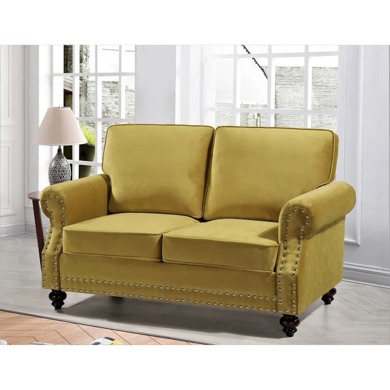 Suffield Velvet Nailhead Loveseat