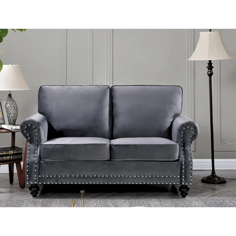 Suffield Velvet Nailhead Loveseat