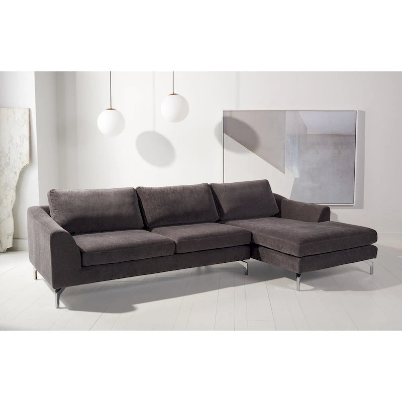 SAFAVIEH Couture Nicholsen Anthracite Grey Velvet Sofa