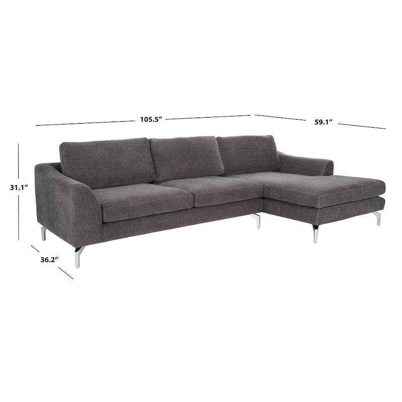 SAFAVIEH Couture Nicholsen Anthracite Grey Velvet Sofa