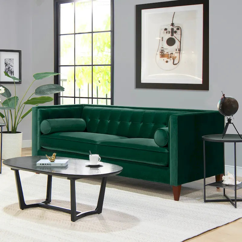 Jack 84 Modern Upholstered Tufted Tuxedo Sofa