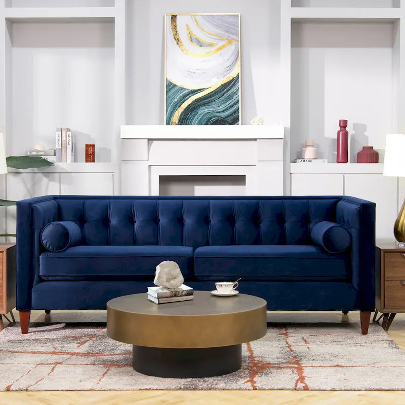 Jack 84 Modern Upholstered Tufted Tuxedo Sofa
