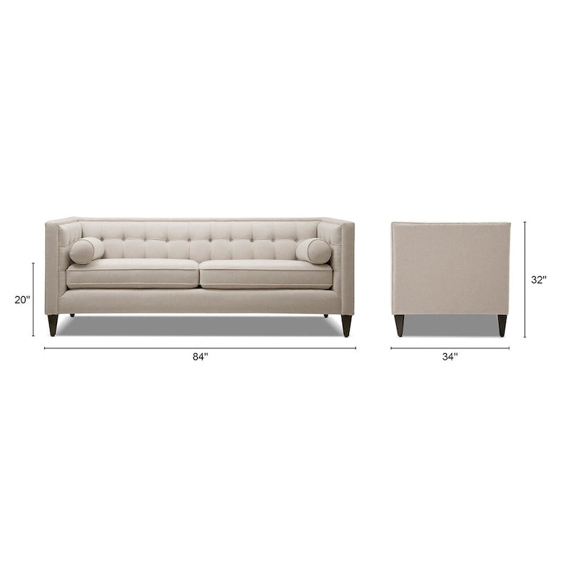 Jack 84 Modern Upholstered Tufted Tuxedo Sofa