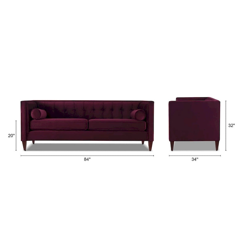 Jack 84 Modern Upholstered Tufted Tuxedo Sofa