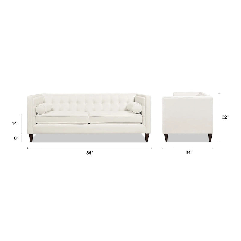 Jack 84 Modern Upholstered Tufted Tuxedo Sofa