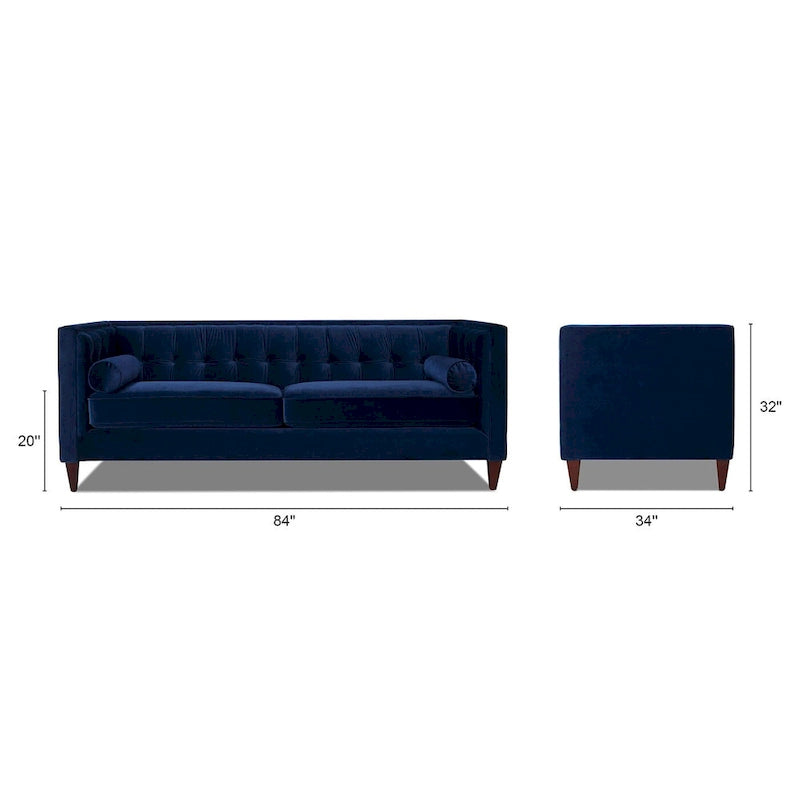 Jack 84 Modern Upholstered Tufted Tuxedo Sofa