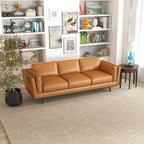 Florencia Mid Century Modern Furniture Style Living Room Leather Sofa in Tan